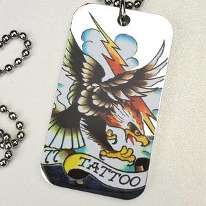 ED HARDY VINTAGE Style Necklace /Eagle Single dog tag/ Hard Rock Accessories